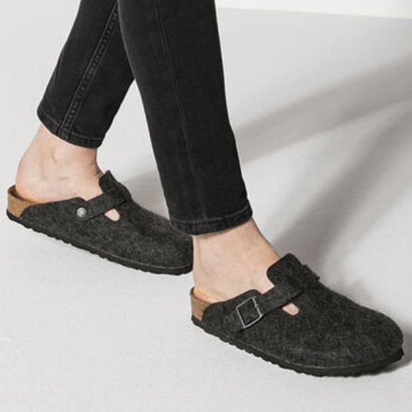 Birkenstock Shoes - Birkenstock Boston Clog Wool Felt Anthracite